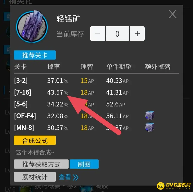 《明日方舟》轻锰矿掉落最高关卡