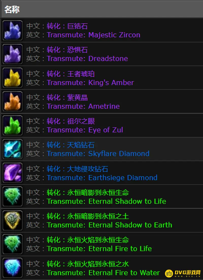 《魔兽世界》wlk转化配方一览