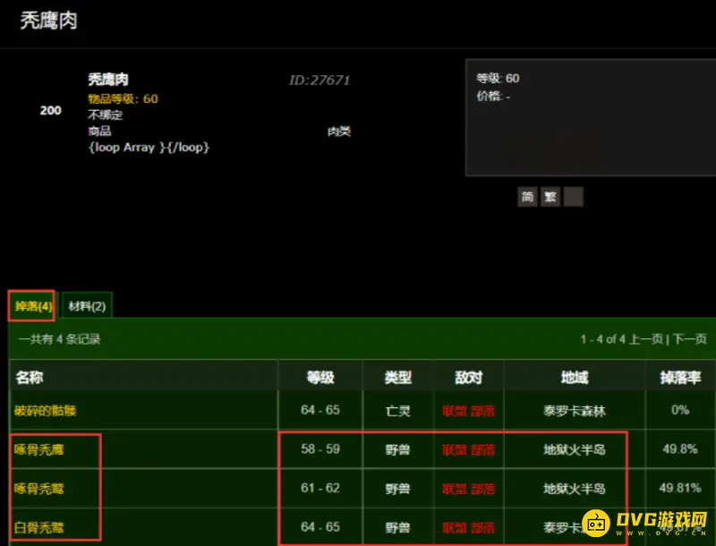 《魔兽世界》秃鹫肉获取地点