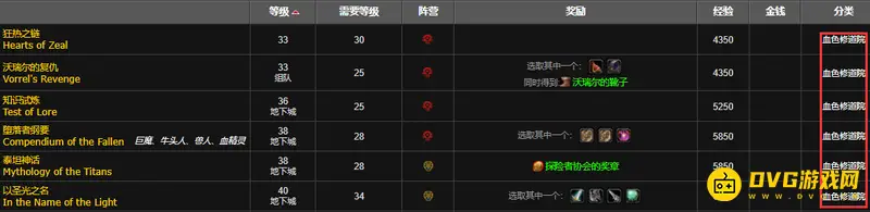 《魔兽世界》血色任务全览