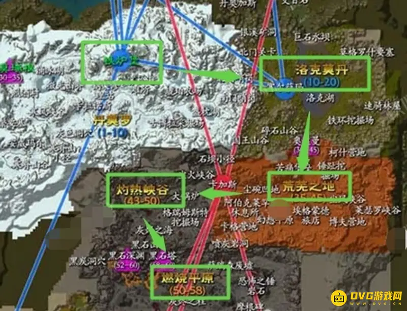 《魔兽世界》燃烧平原路线图