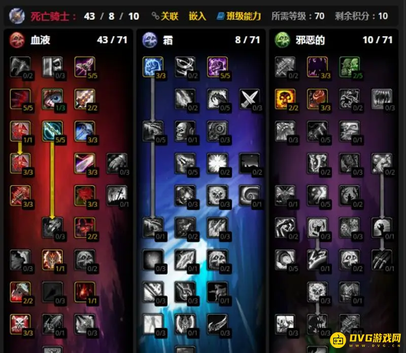 《魔兽世界》DK练级天赋推荐