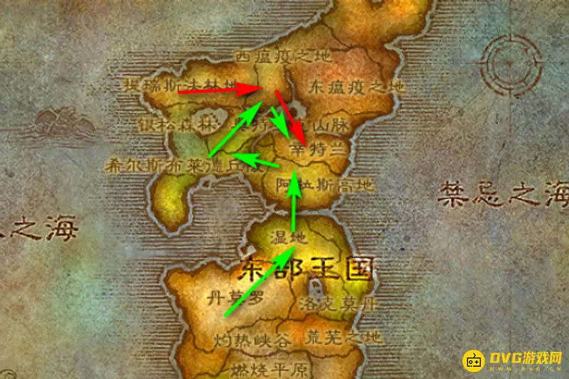 《魔兽世界》辛特兰去路图
