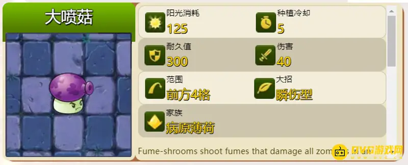 《植物大战僵尸》大喷菇攻击范围解析