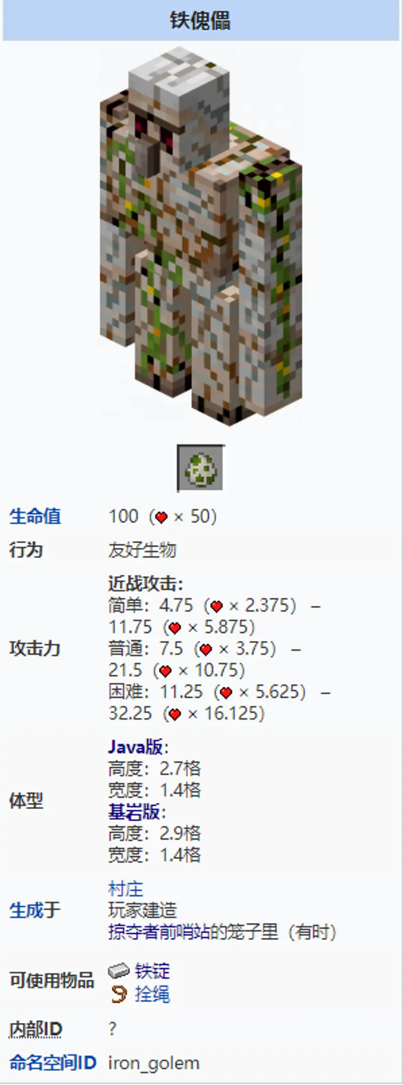 我的世界铁傀儡刷新范围详解-不同版本生成机制对比