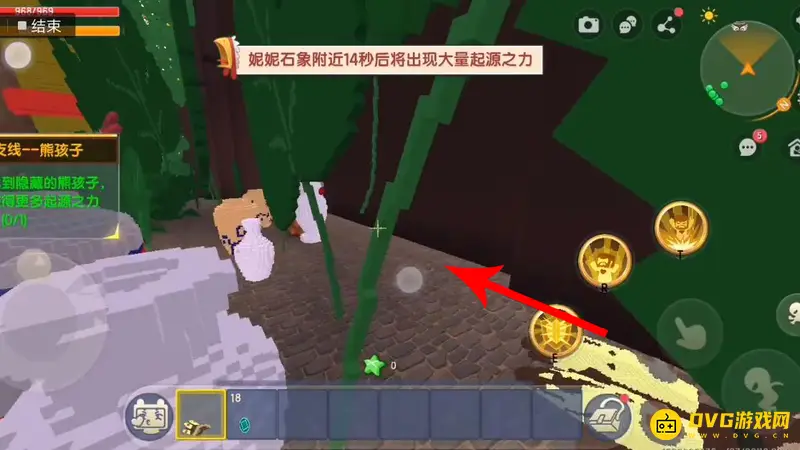 《迷你世界》圣树广场熊孩子位置详解