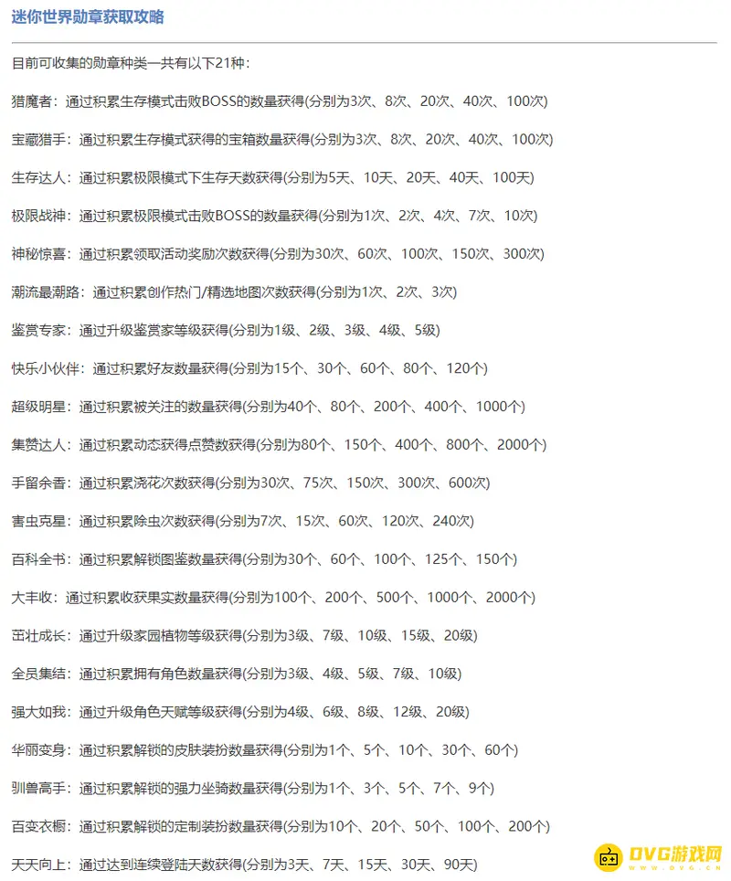 《迷你世界》勋章获取攻略