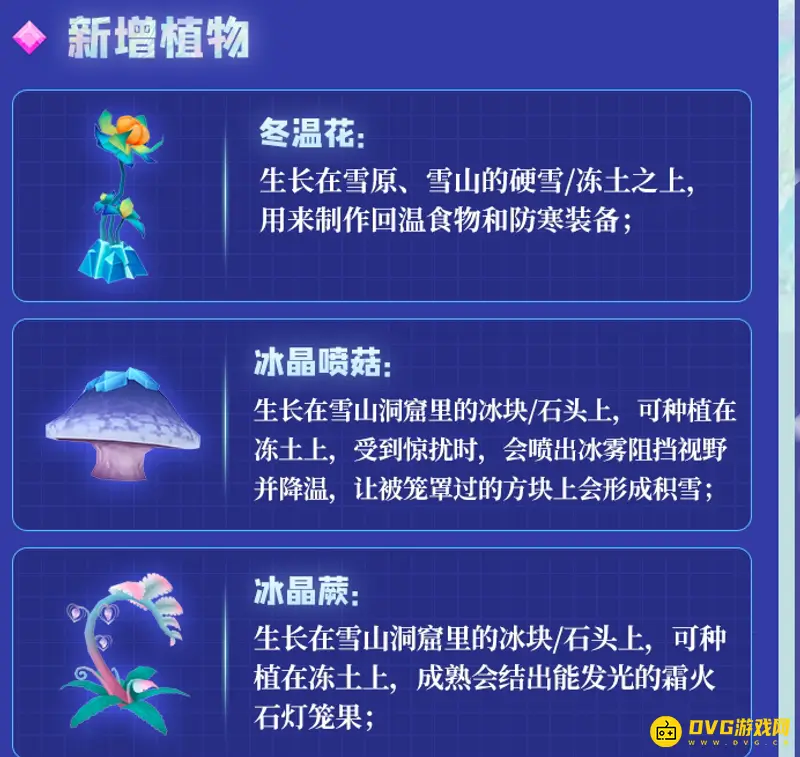 《迷你世界》冰原版本更新内容详解-新增植物与防寒装备介绍