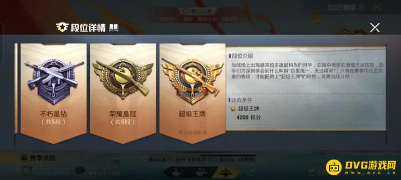 《和平精英》超级王牌与荣耀皇冠段位对比