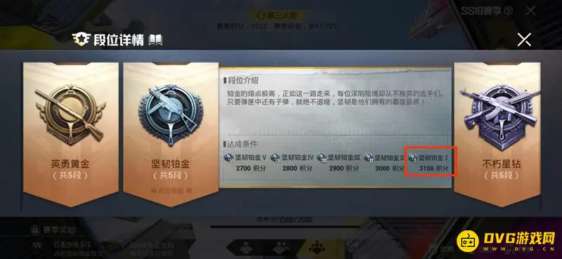 《和平精英》铂金1分数详解