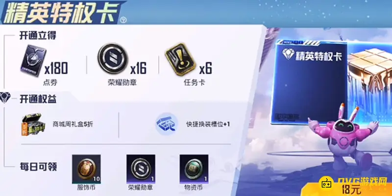 《和平精英》特权卡开通奖励详解