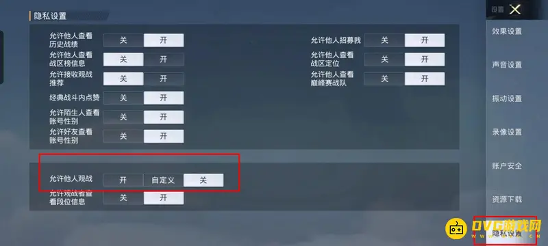 《和平精英》观战权限设置指南