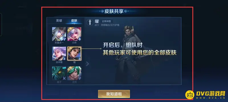 《王者荣耀》共享皮肤功能详解