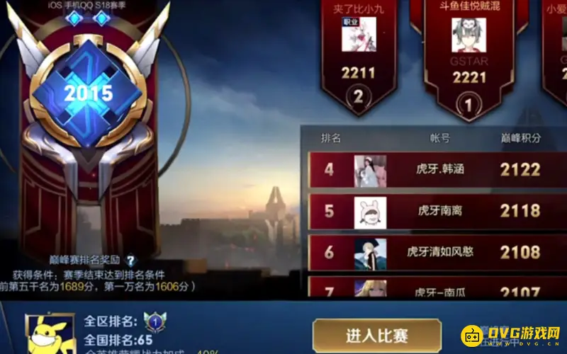 《王者荣耀》巅峰赛2000分对应荣耀王者星级