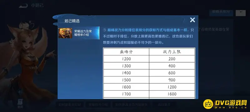 《王者荣耀》巅峰赛分数上限表详解