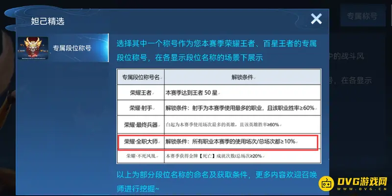 《王者荣耀》50星专属称号大全
