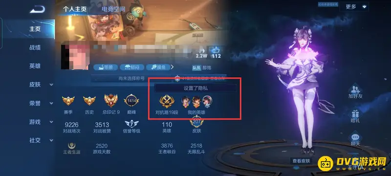 《王者荣耀》我的英雄隐藏方法