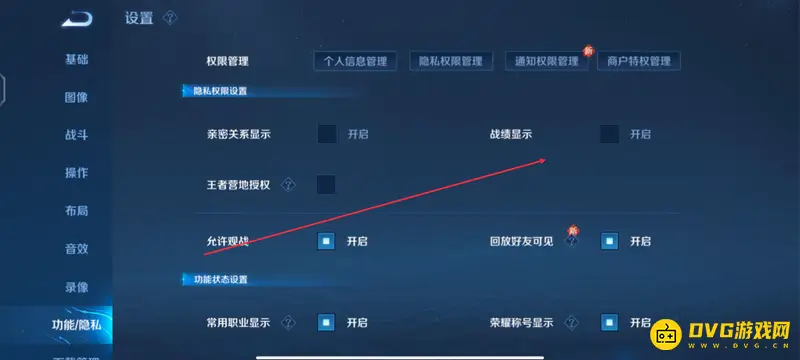 《王者荣耀》战绩隐私设置