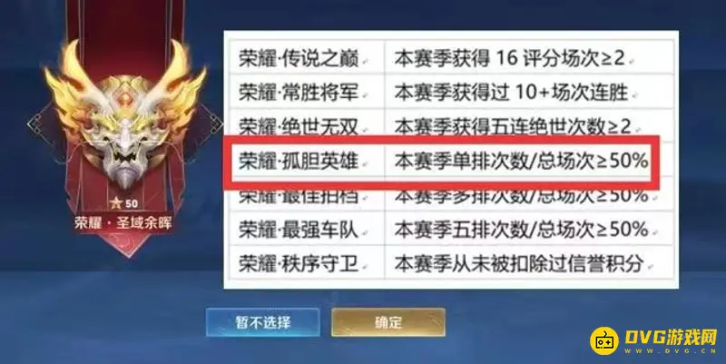 《王者荣耀》荣耀孤胆英雄获得攻略