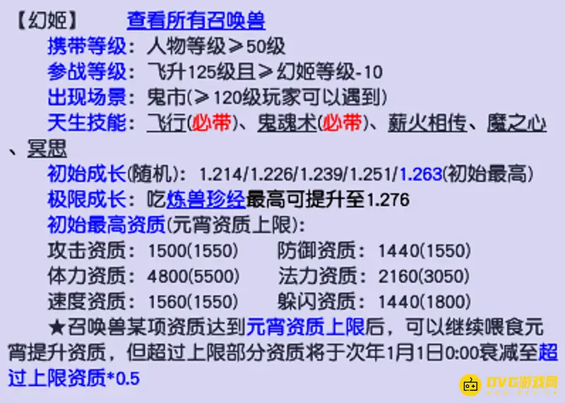 《梦幻西游》幻姬携带等级解析