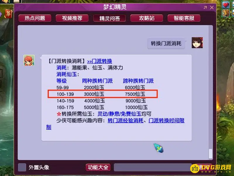 《梦幻西游》129转门派费用