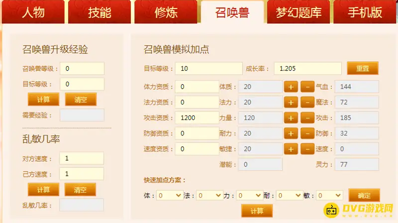 《梦幻西游》召唤兽力量加成