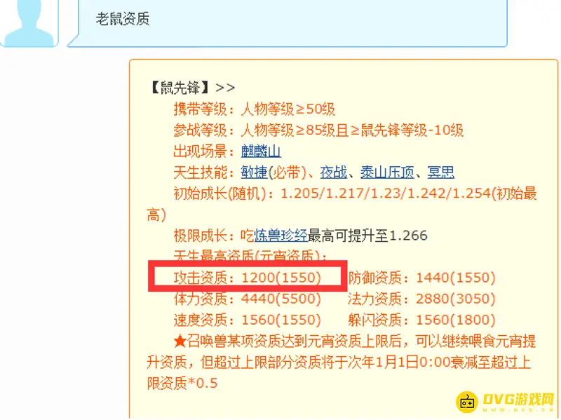 《梦幻西游》召唤兽力量加成