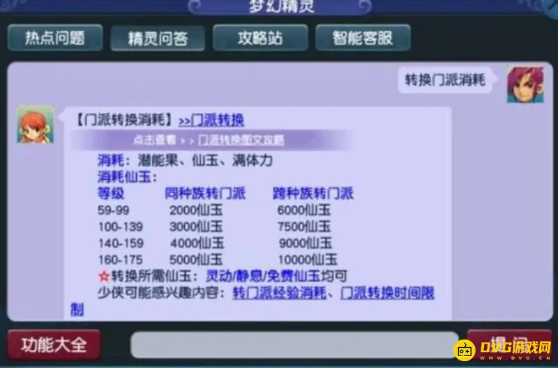 《梦幻西游》梦幻转门派价格详解