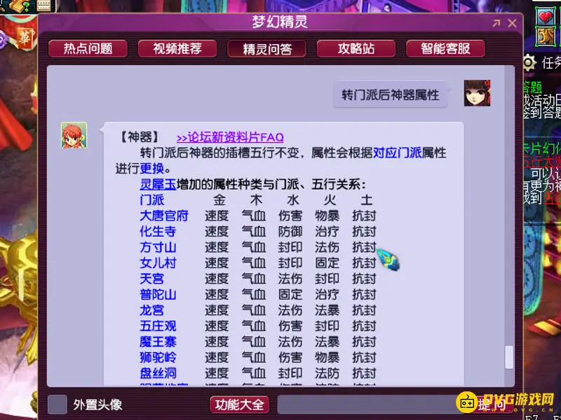 《梦幻西游》转门派神器属性变化解析