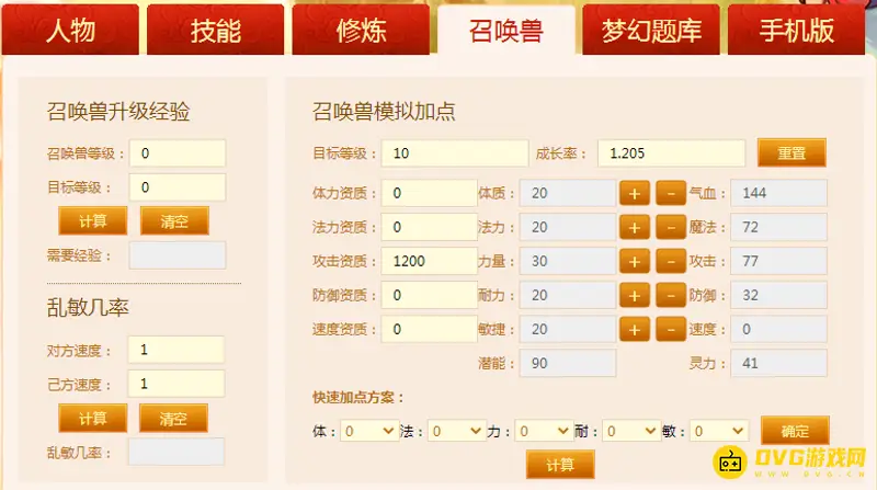 《梦幻西游》召唤兽力量加成