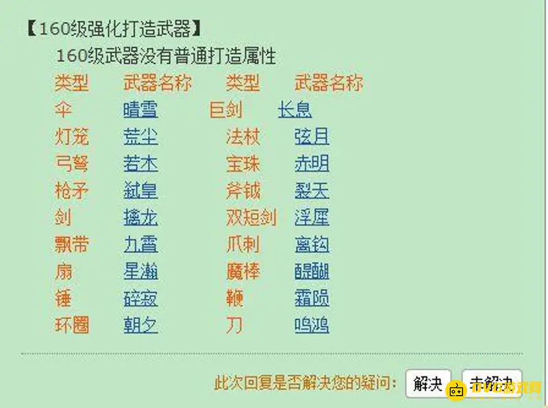 《梦幻西游》160级武器名称大全