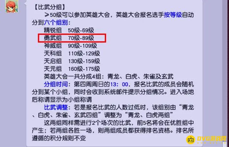 《梦幻西游》勇武组等级一览
