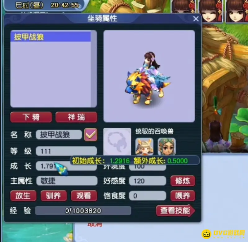《梦幻西游》怎么查看坐骑初始成长-成长栏弹窗位置